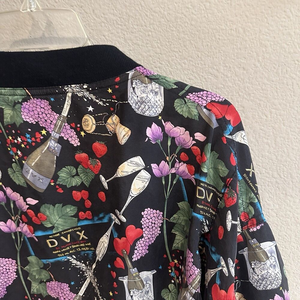 Vintage Nicole Miller Artelier 1994 Silk Bomber Jacket Rare Wine Champagne Print - Picture 10 of 10